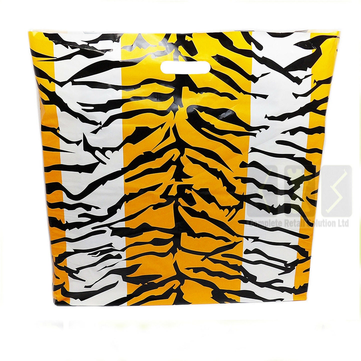 100x Plastic Tiger Printed Design Carrier Bags