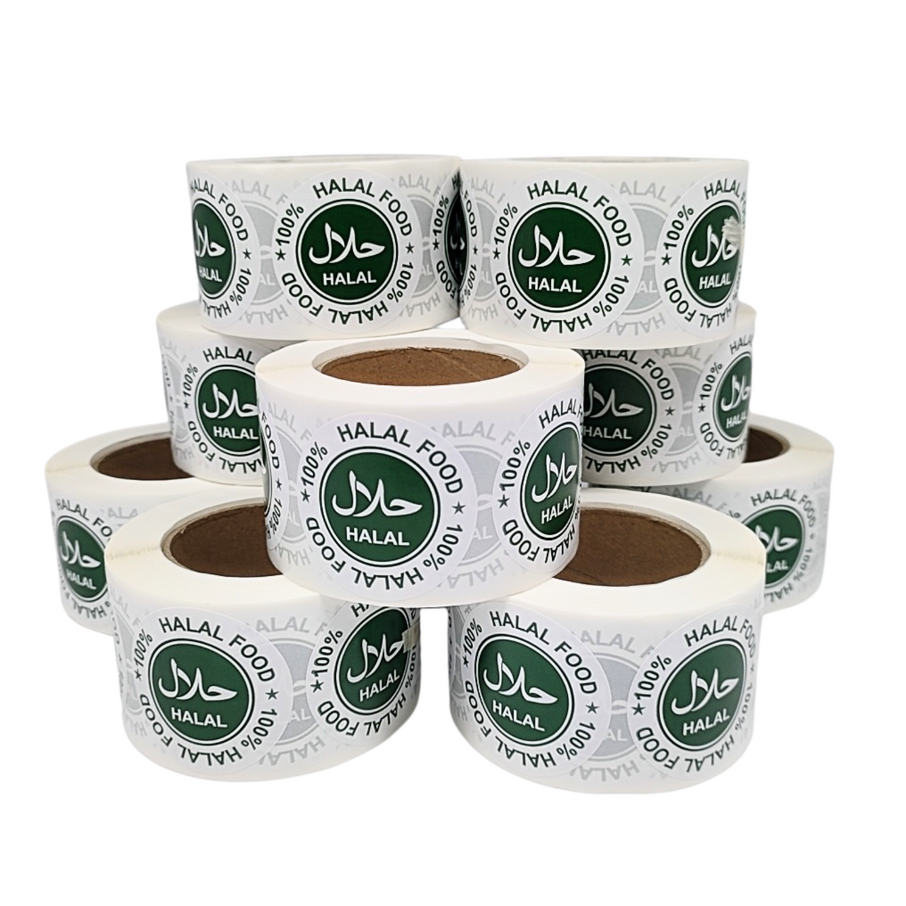 500x 100% Halal Food Stickers, Green Round 45mm Labels - Certified Halal for Food Packaging, Safe Seal for Restaurants, Catering & Grocery