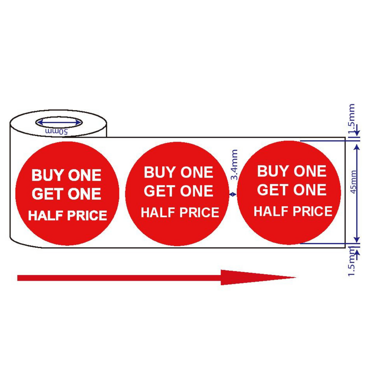 500x45mm Red Self-Adhesive Promotional Price Labels for Retail - Multi Listing
