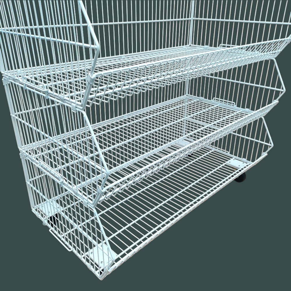 White 5 Tier Stackable Display Baskets-100cm