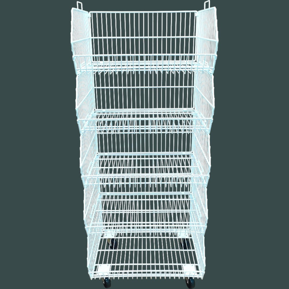 White 5 Tier Stackable Display Baskets-60cm