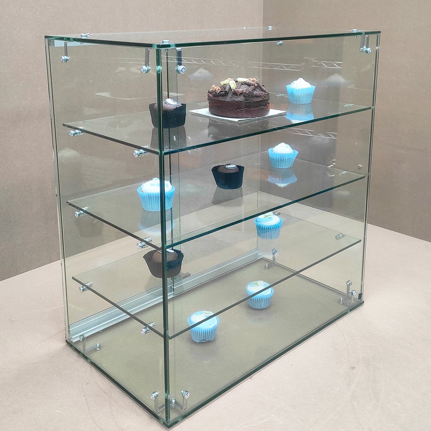 4Tier Heavy Duty Countertop Ambient Glass Sweet Food Display Cabinet Case