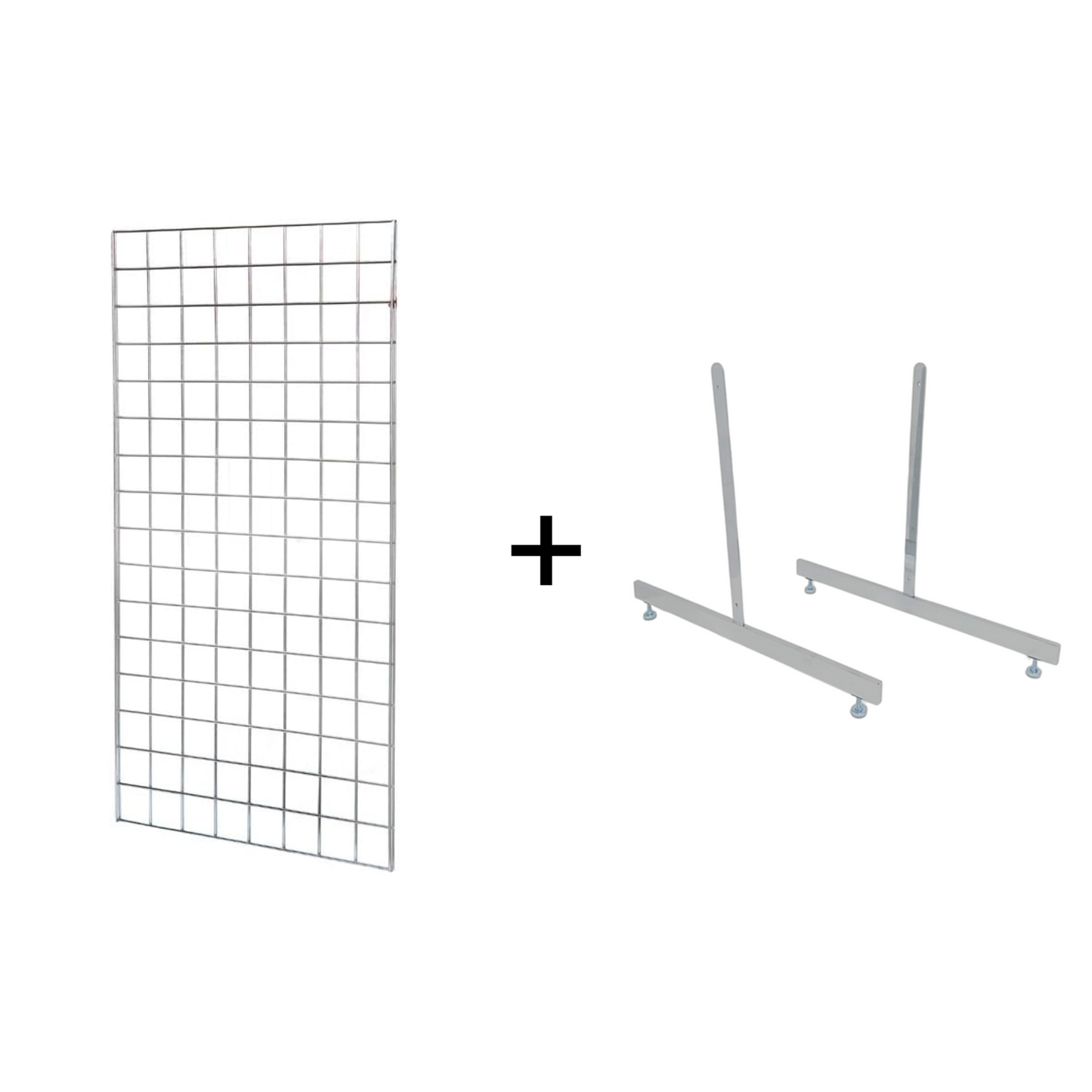 5ft Heavy Duty Chrome Grid Mesh Panels With L-Leg or T-Leg
