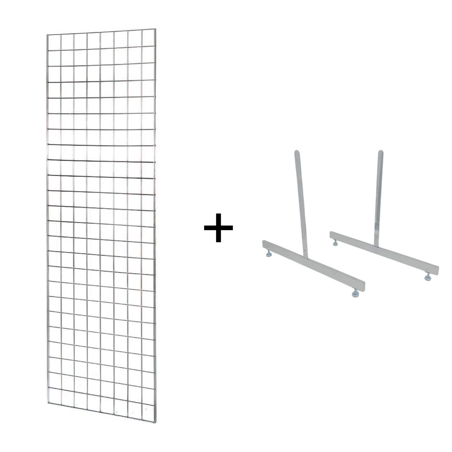 8ft Heavy Duty Chrome Grid Mesh Panels With L-Leg or T-Leg
