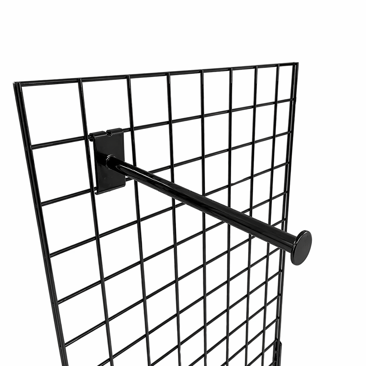 Black Forward Arm with Round End for Grid Mesh Panels