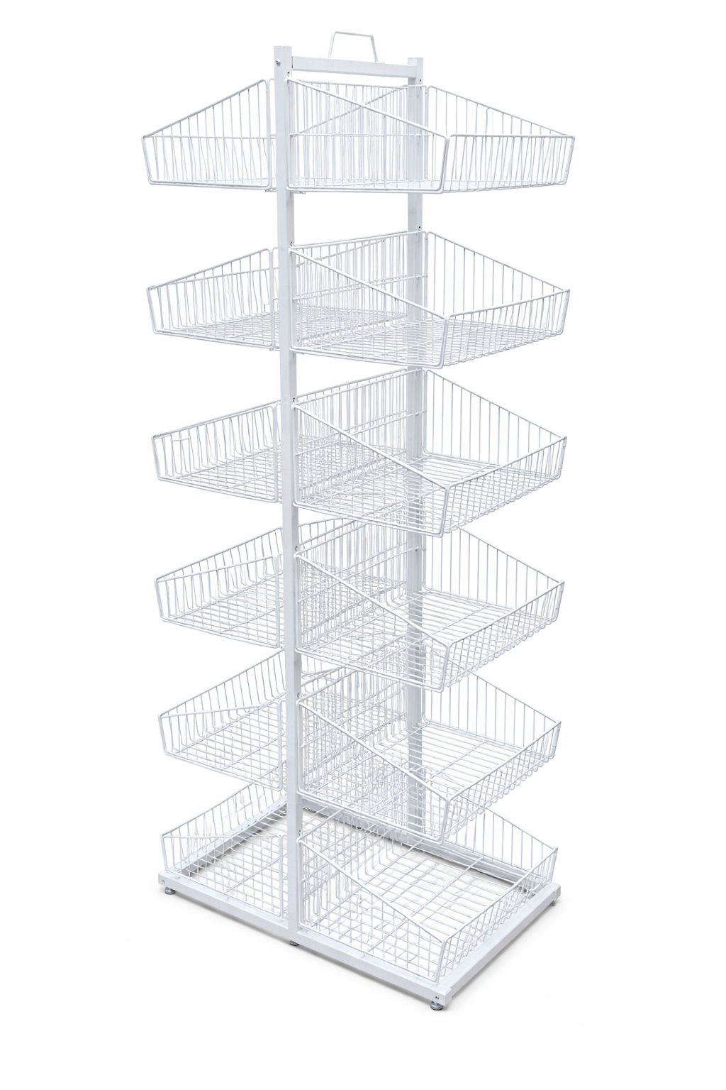 White 5-Tier Double-Sided Wire Basket Display Stand