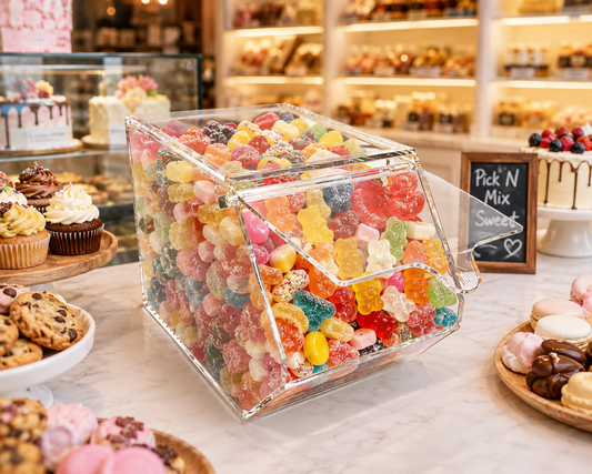 Clear Acrylic Pick N Mix Sweet Dispenser Display Bin – Candy Holder for Unwrapped Sweets