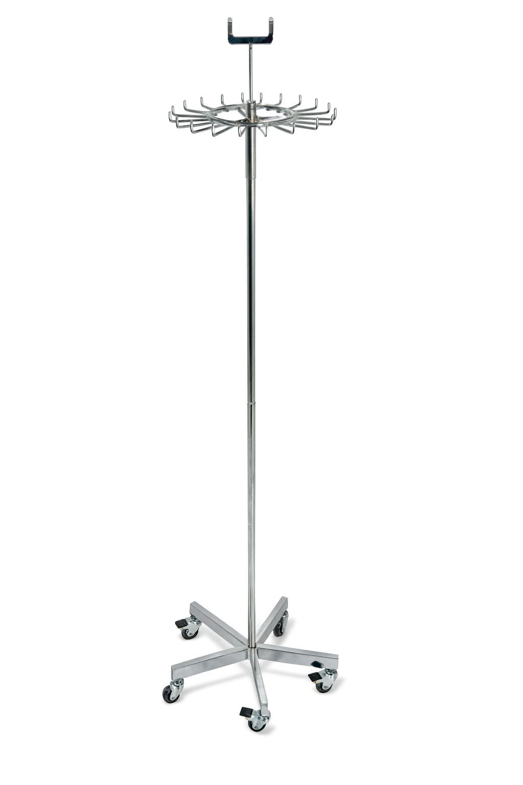 Chrome Revolving 20-Hook Tie & Belt Display Stand on Wheels Page title
