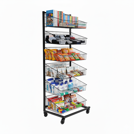 Black Heavy Duty 6 Tier Stackable Display Basket