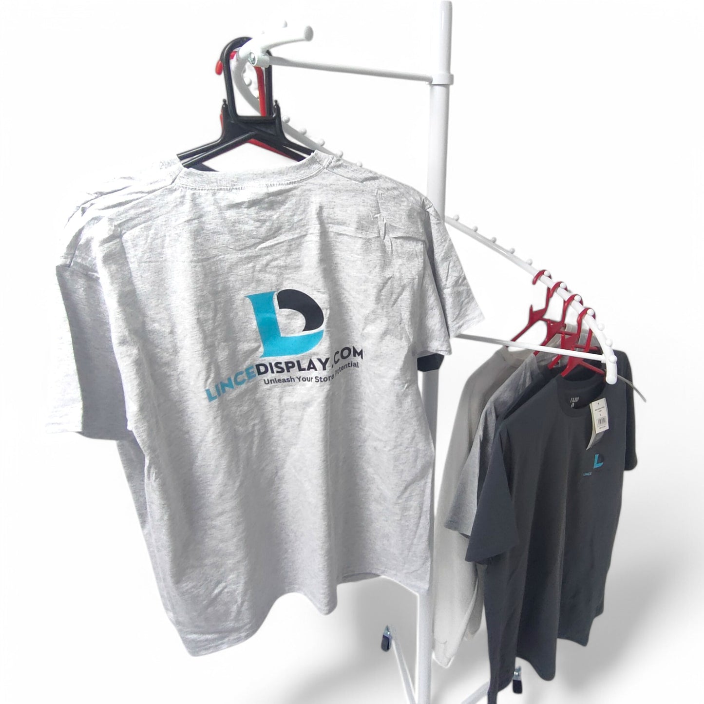 White Spiral Clothes Rail Display Stand with Castors