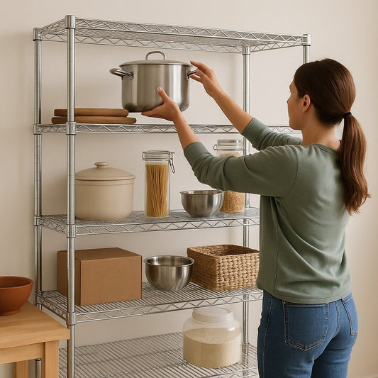 4 Tier Chrome Wire Shelving - 6ft Height