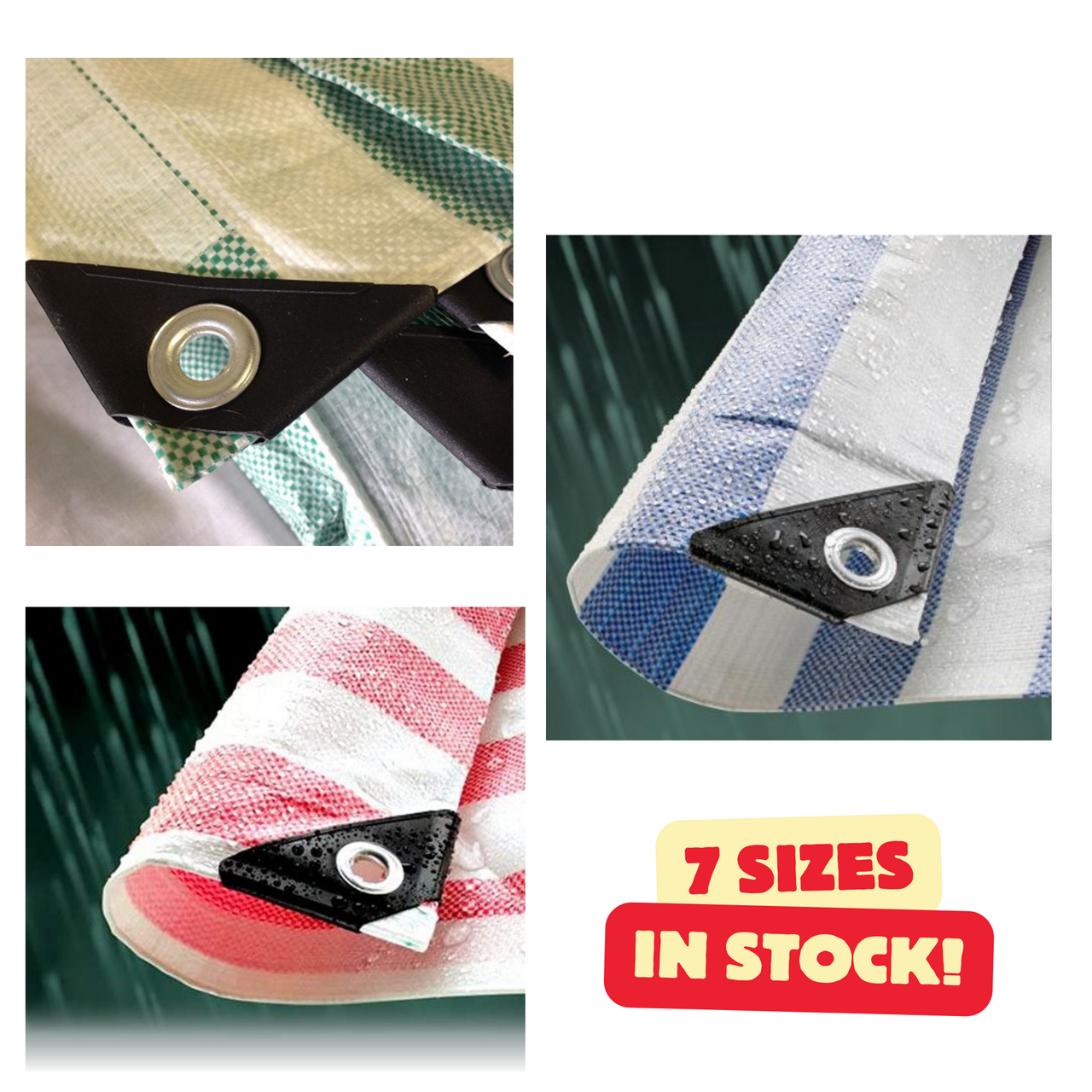 Striped Tarpaulin Heavy Duty Waterproof Market Stall Cover Tarp Sheet