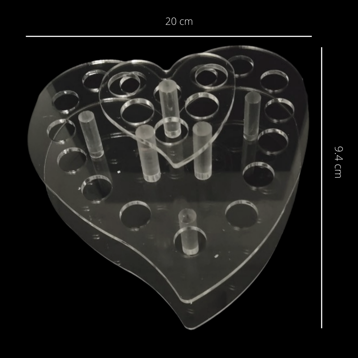 Clear Heart-Shaped Acrylic Lipstick Display Stand
