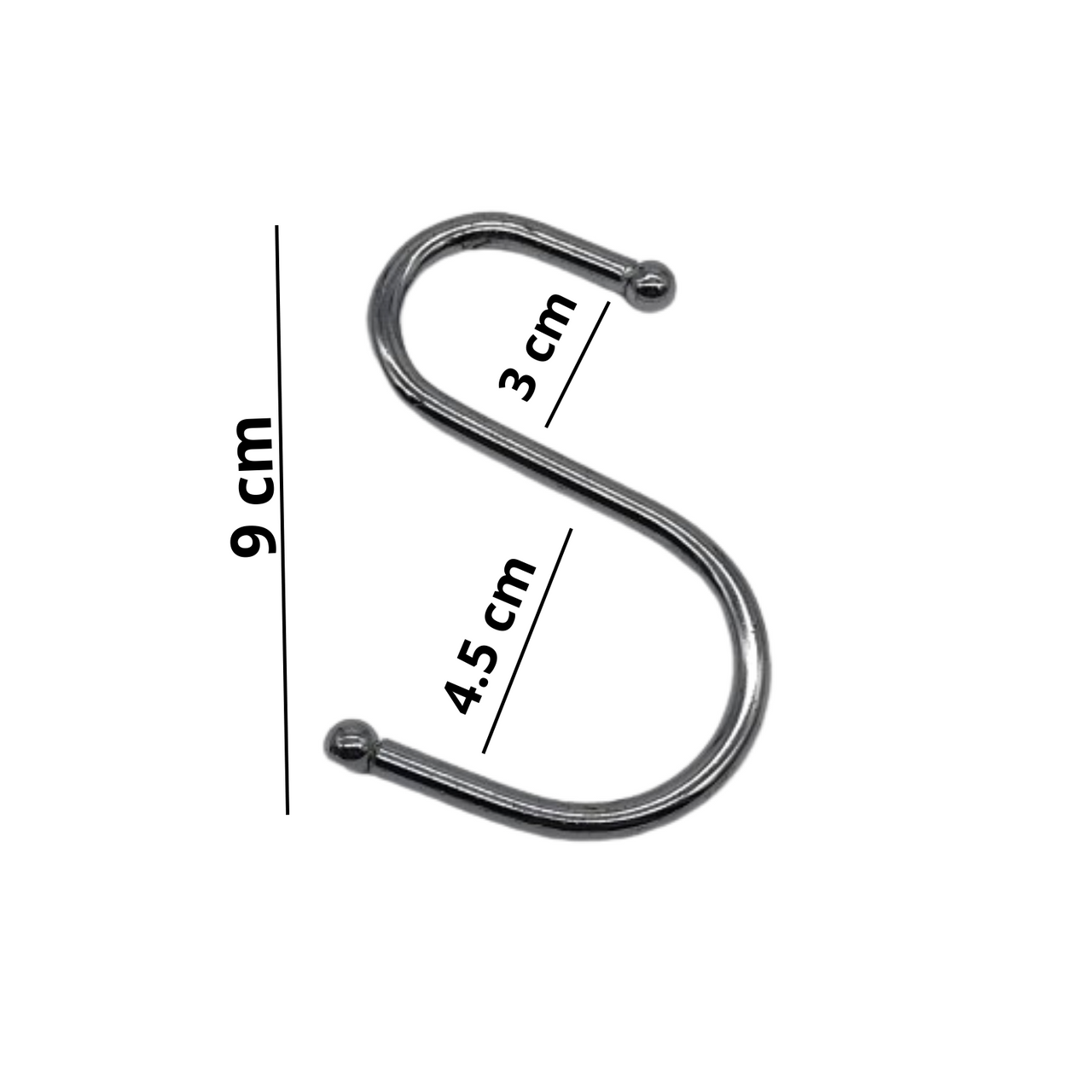 90mm S Hooks For Kitchen Rack, Pan Hanger, Utensil Hanging Rail Chrome Ball Ends