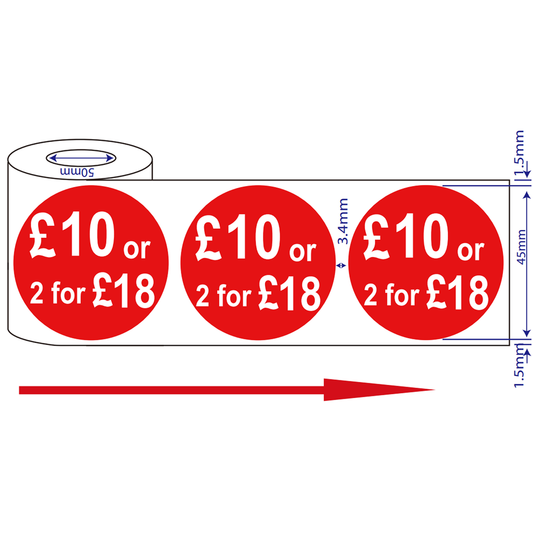 500x45mm Red Price Adhesive Stickers £10 Or 2 For £18