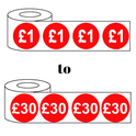 1000x 25mm £1-£30 Red Price Self Adhesive Stickers Sticky Labels For Retail Display