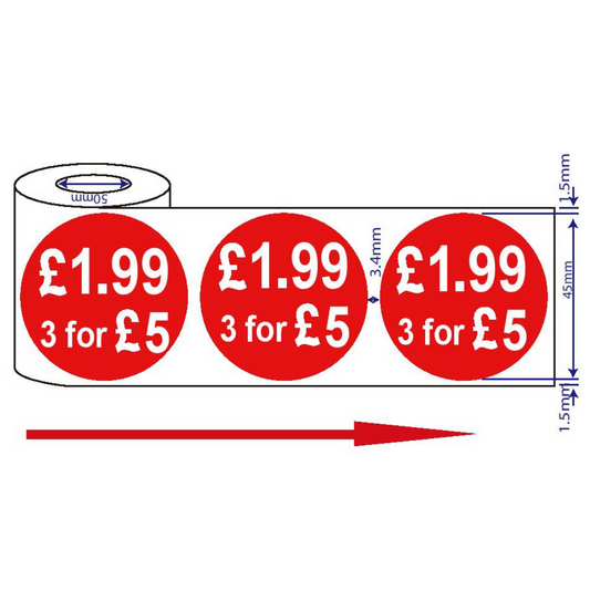 500x45mm Red Price Adhesive Stickers £1.99 3 For £5