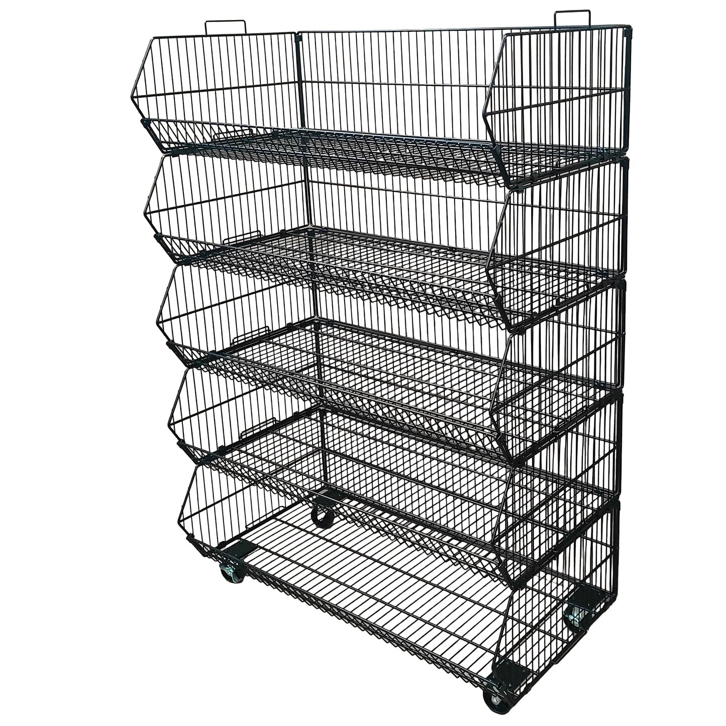 Black  5 x Tier Stackable Display Baskets-100cm