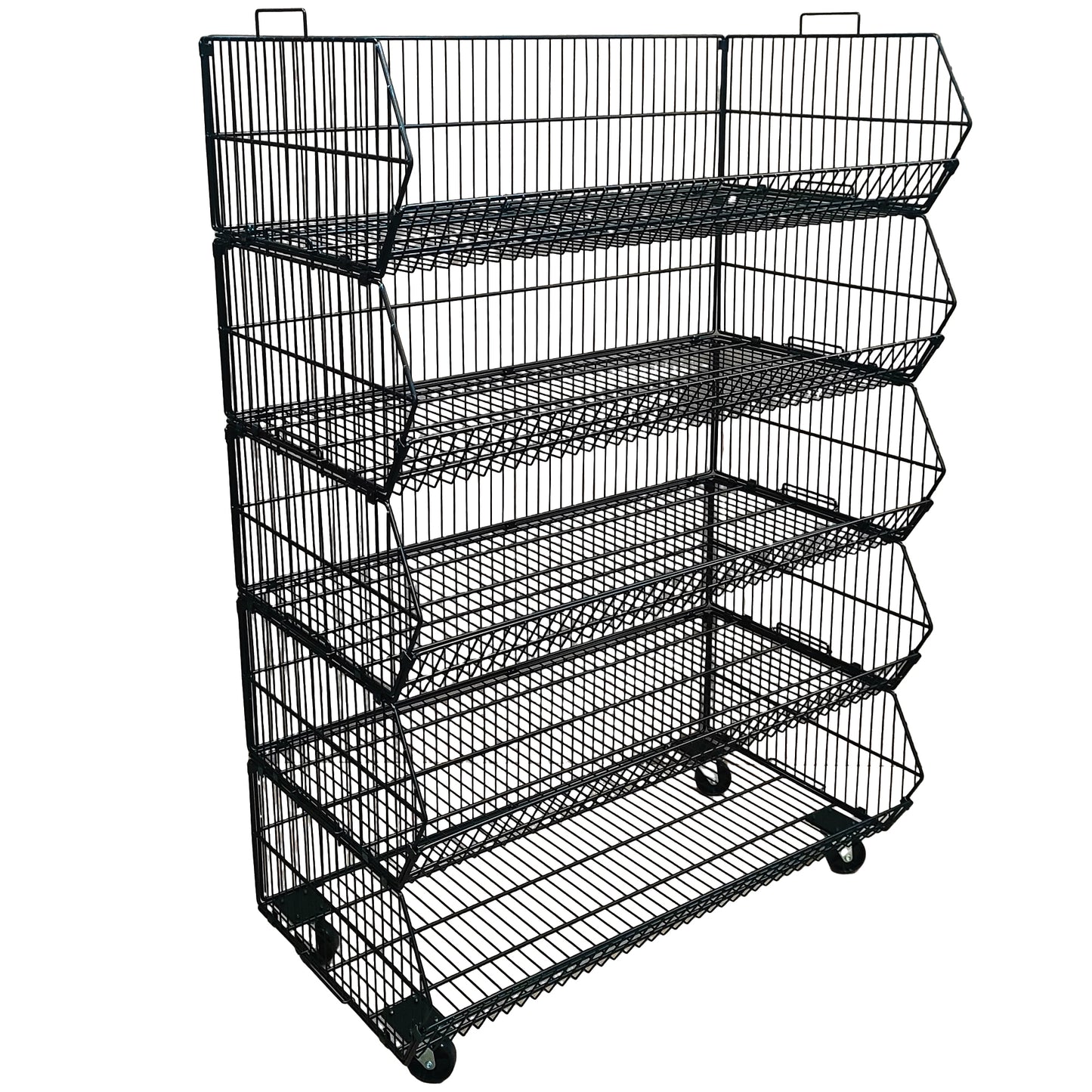 Black  5 x Tier Stackable Display Baskets-100cm