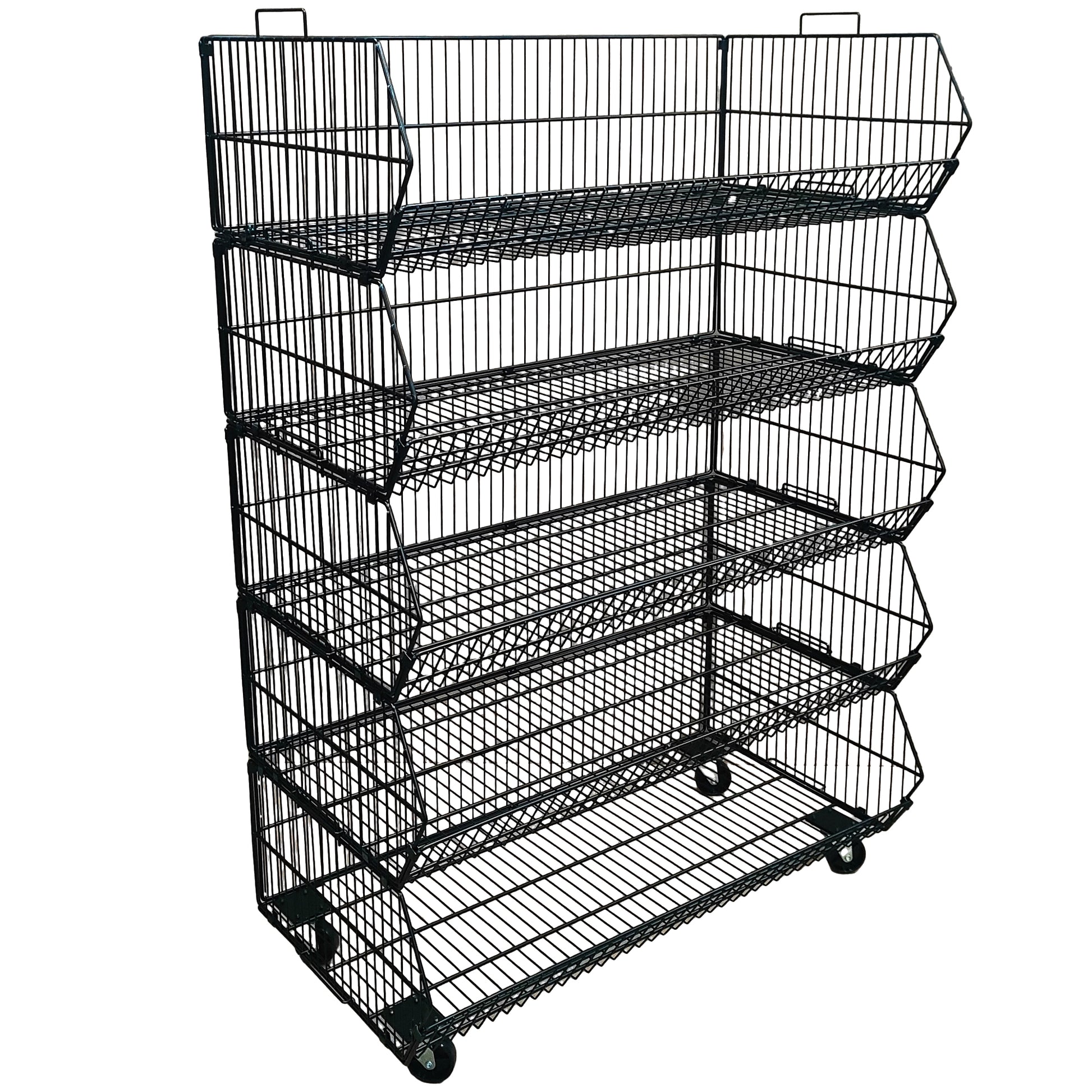 Black  5 x Tier Stackable Display Baskets-100cm