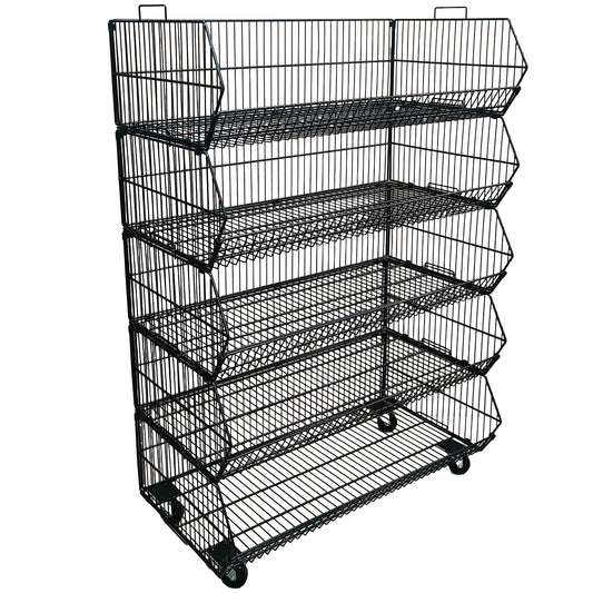 Black  5 x Tier Stackable Display Baskets-100cm