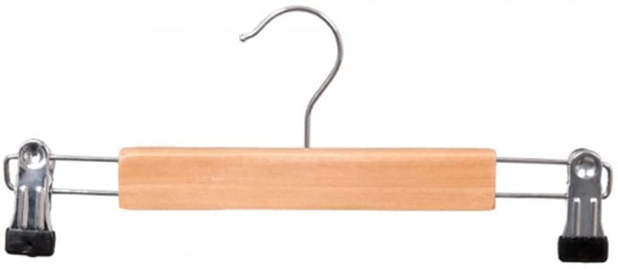100x 28cm Wooden Trouser Clips Hangers With Solid Wood 360 Degree Swivel Hook Non-slip