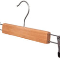 100x 28cm Wooden Trouser Clips Hangers With Solid Wood 360 Degree Swivel Hook Non-slip