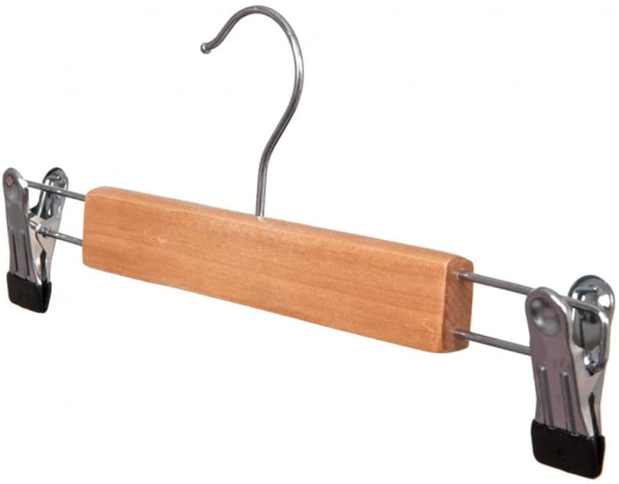 100x 28cm Wooden Trouser Clips Hangers With Solid Wood 360 Degree Swivel Hook Non-slip
