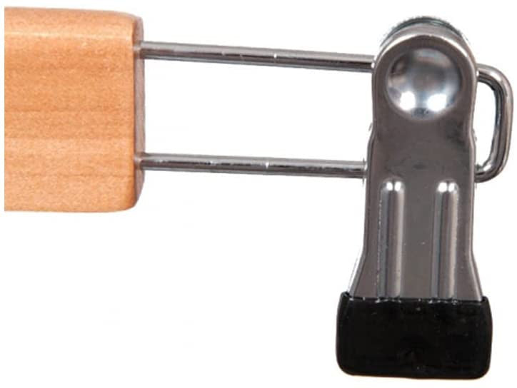 100x 28cm Wooden Trouser Clips Hangers With Solid Wood 360 Degree Swivel Hook Non-slip