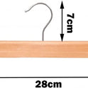 100x 28cm Wooden Trouser Clips Hangers With Solid Wood 360 Degree Swivel Hook Non-slip