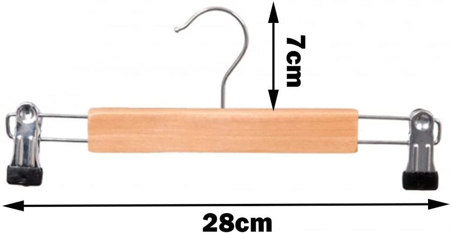 100x 28cm Wooden Trouser Clips Hangers With Solid Wood 360 Degree Swivel Hook Non-slip