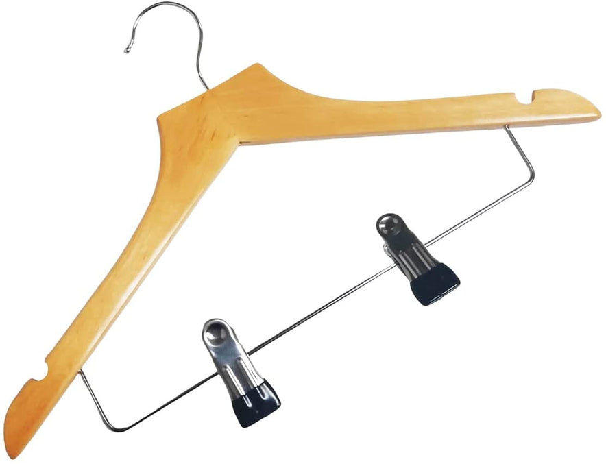 100x 35cm Wooden Baby Toddler Children's Kids Wooden Clothes Coat Hangers With Trouser Skirt Clips