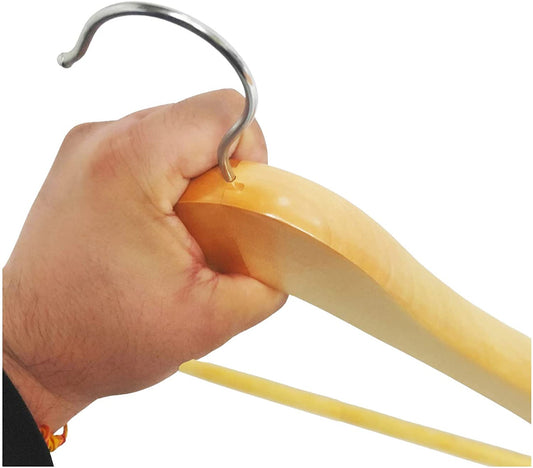 100x 45cm Wooden Suit Hangers With Broad Ends And Trouser Bar Extra Heavy Duty