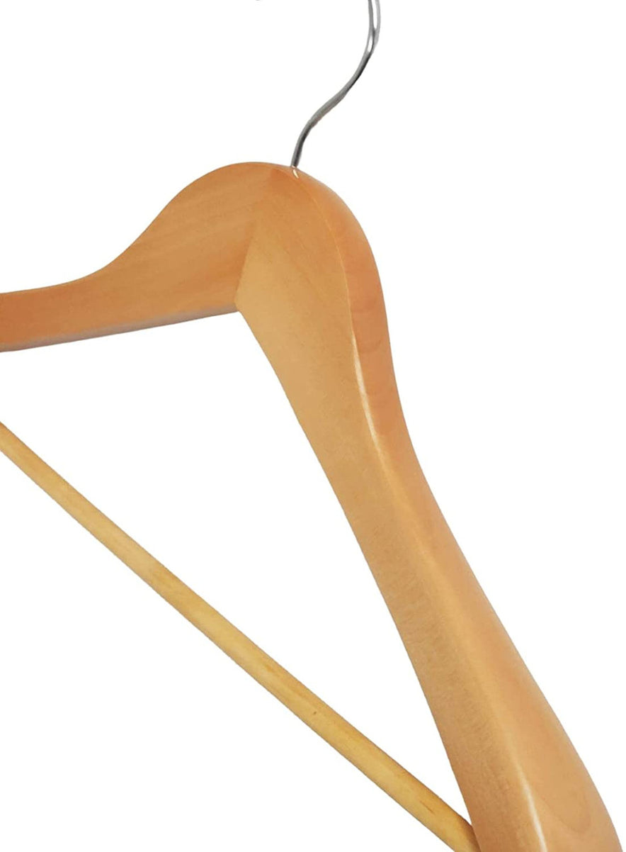 100x 45cm Wooden Suit Hangers With Broad Ends And Trouser Bar Extra Heavy Duty