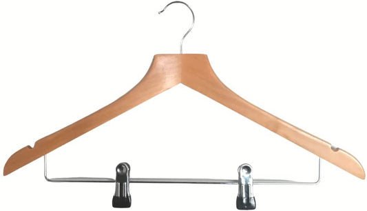 100x Adult Oak With Metal Clips Hangers
