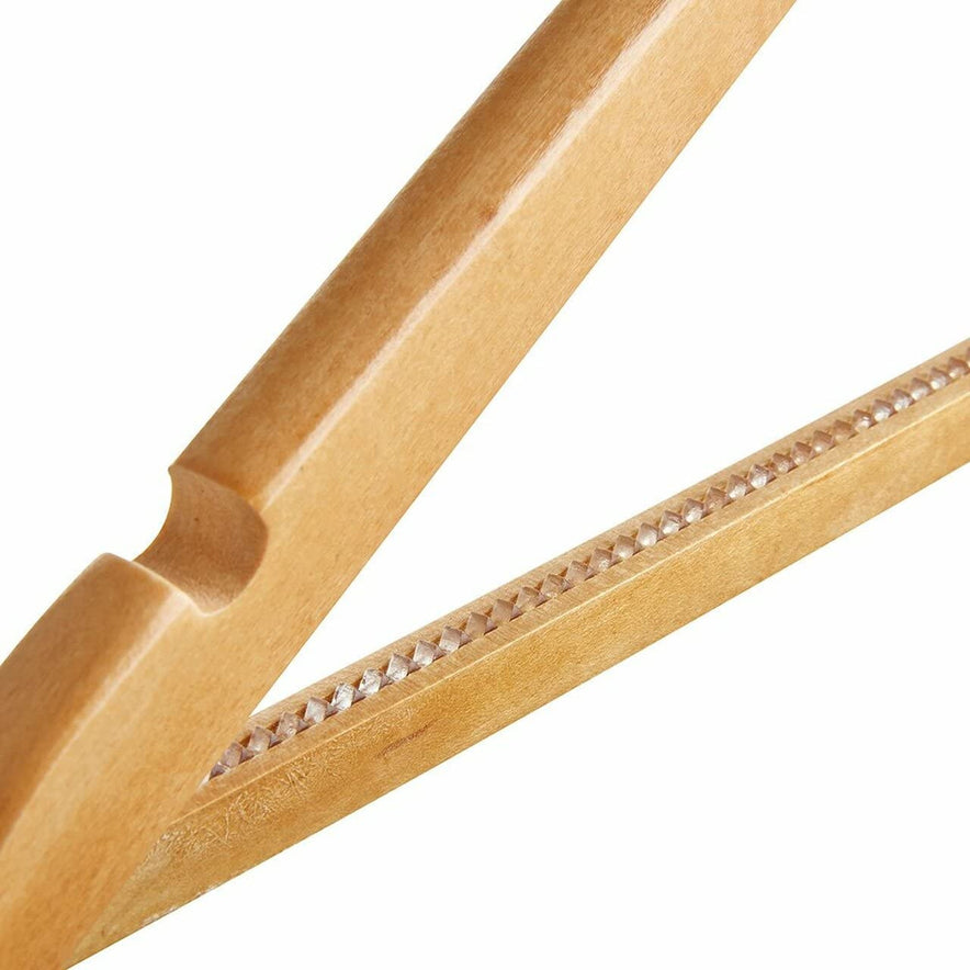 100x Wooden 45cm Coat Clothes Garment Hangers with Non Slip Teeth Trouser Bar