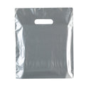 100x New Plastic Plain Silver Carrier Bag meduim