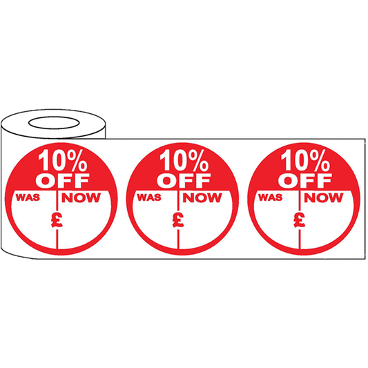 500x45mm Round Adhesive % Off Promo Stickers
