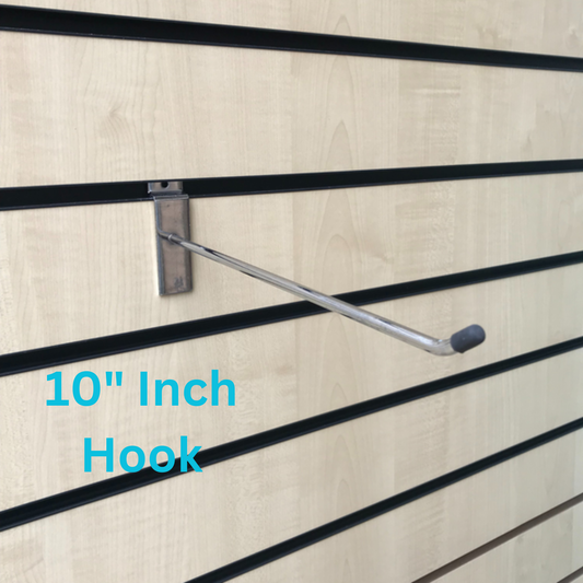 10" 45 Degree Slatwall Hooks Accessory Single Prong Shop Display (10 Inch)