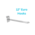 12" Slatwall Euro Hooks Accessory Single Prong Shop Display (12 Inch)