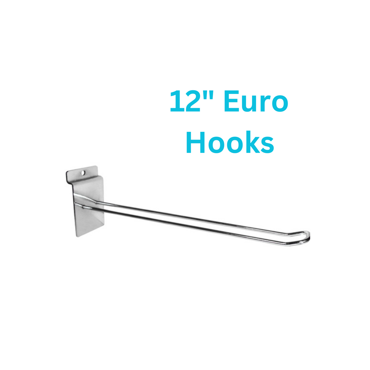 12" Slatwall Euro Hooks Accessory Single Prong Shop Display (12 Inch)