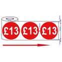 500x 45mm £13 Red Self Adhesive Round Price Stickers