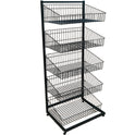 Black 5 x Tier Single Side Display Baskets-65cm
