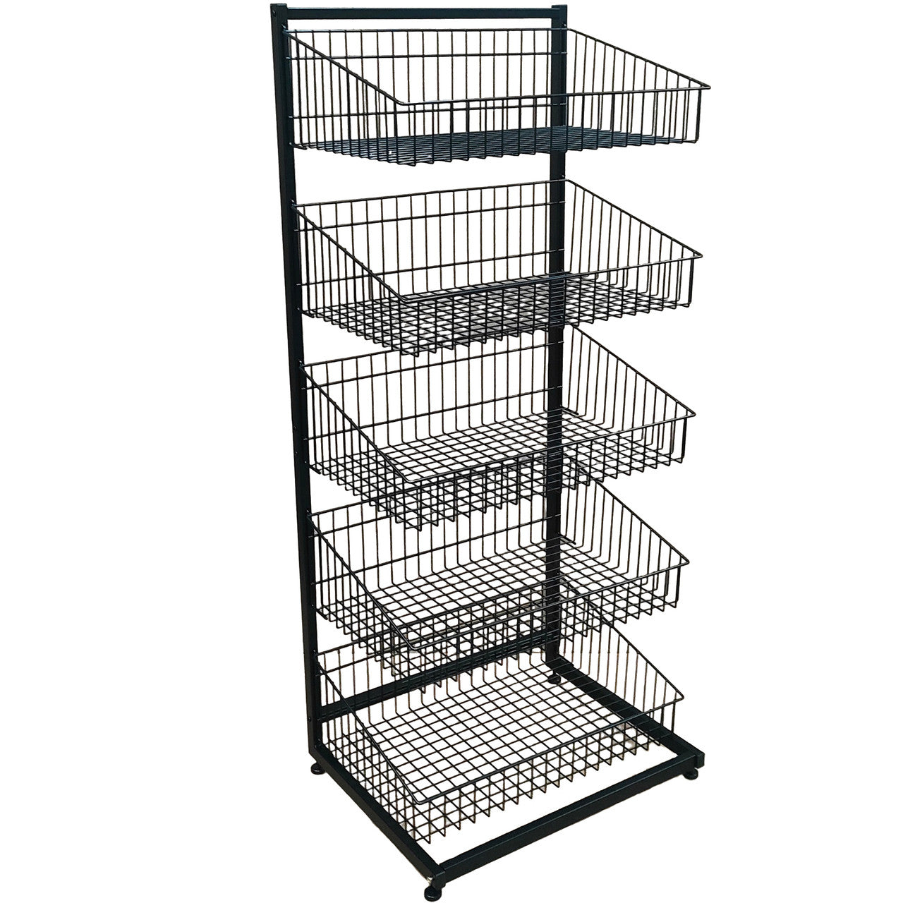 Black 5 x Tier Single Side Display Baskets-65cm