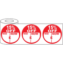 500x45mm Round Adhesive % Off Promo Stickers