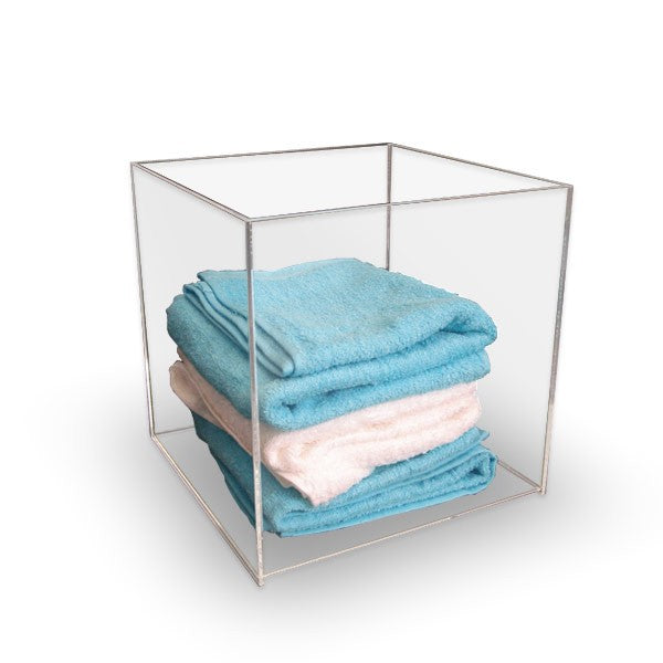 Acrylic Cube Display Stand Square 5 Sided Box Perspex Tray Case Shop Holder
