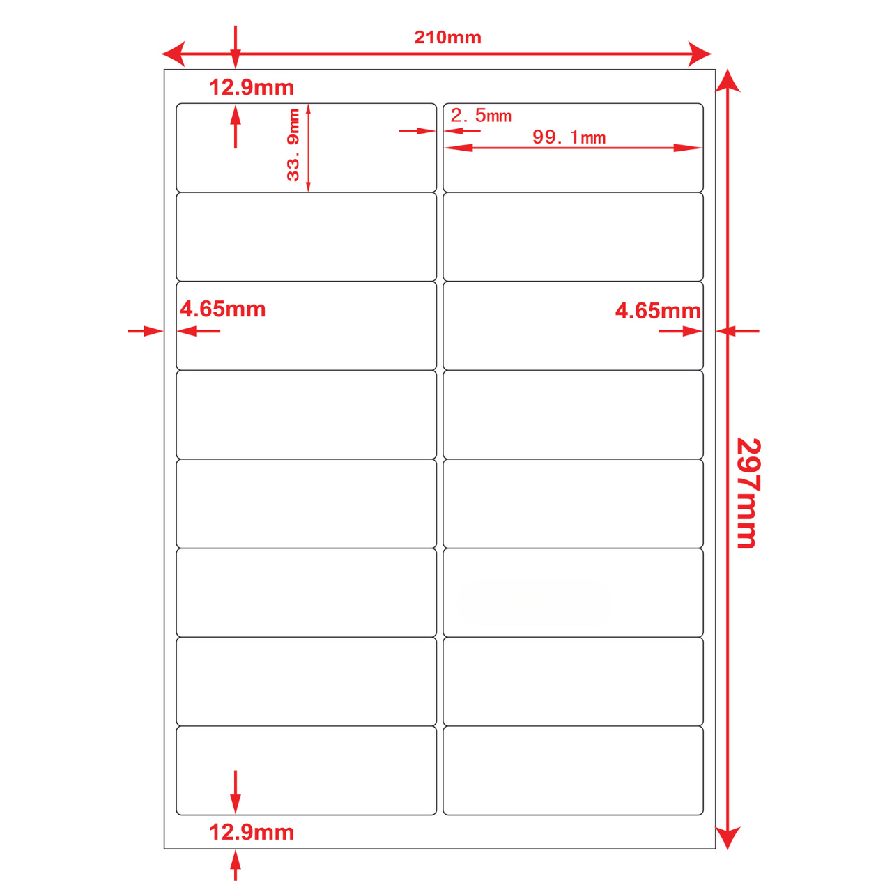 Multi-Purpose A4 White Self-Adhesive Labels 16 Label