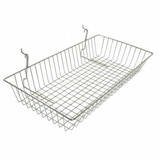 1x New Slatwall Gridmesh Shallow Wire Basket Size (24x 12x 4) Inches