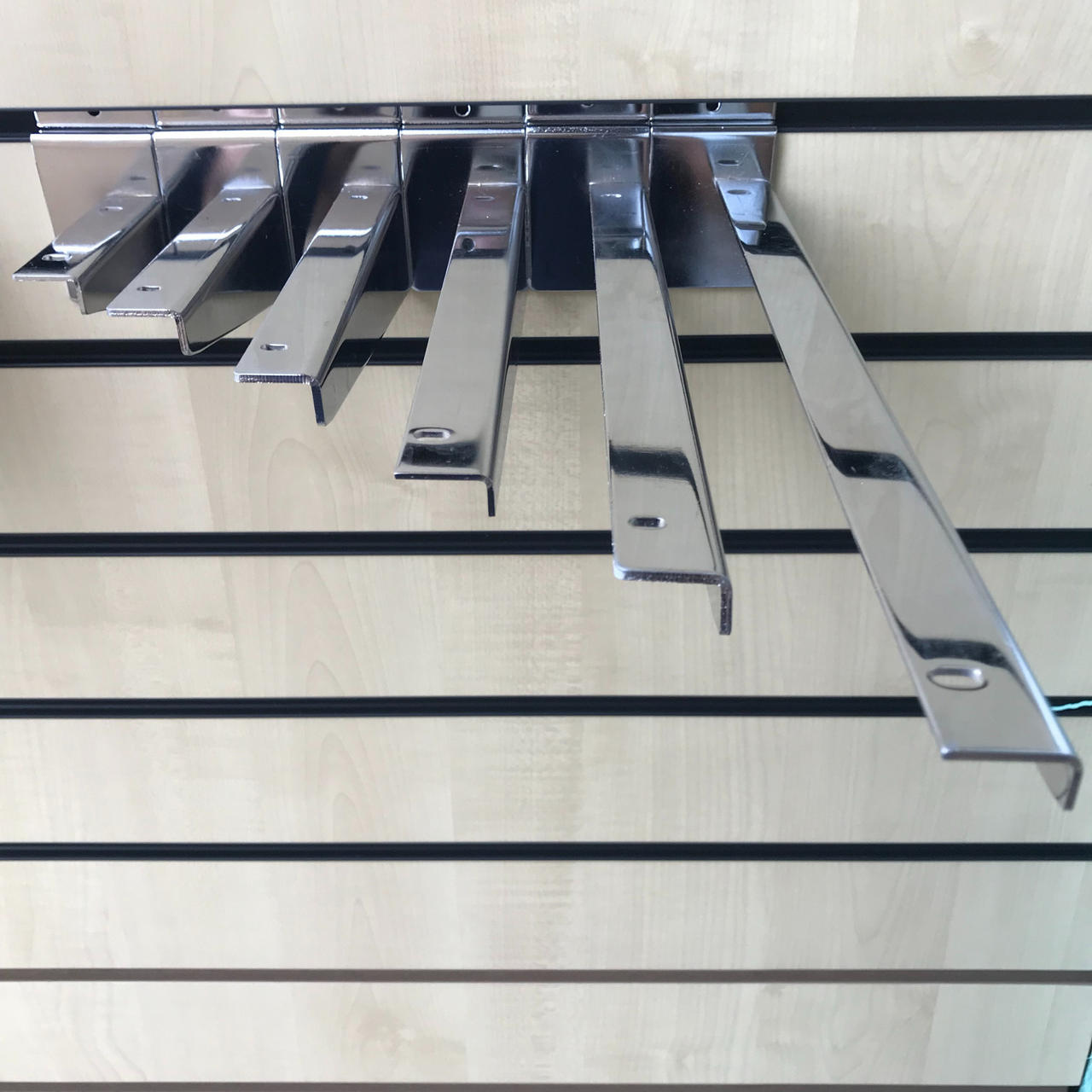 Wooden Shelf Brackets (Pair) For Slatwall Shop Fittings Heavy Duty In Chrome