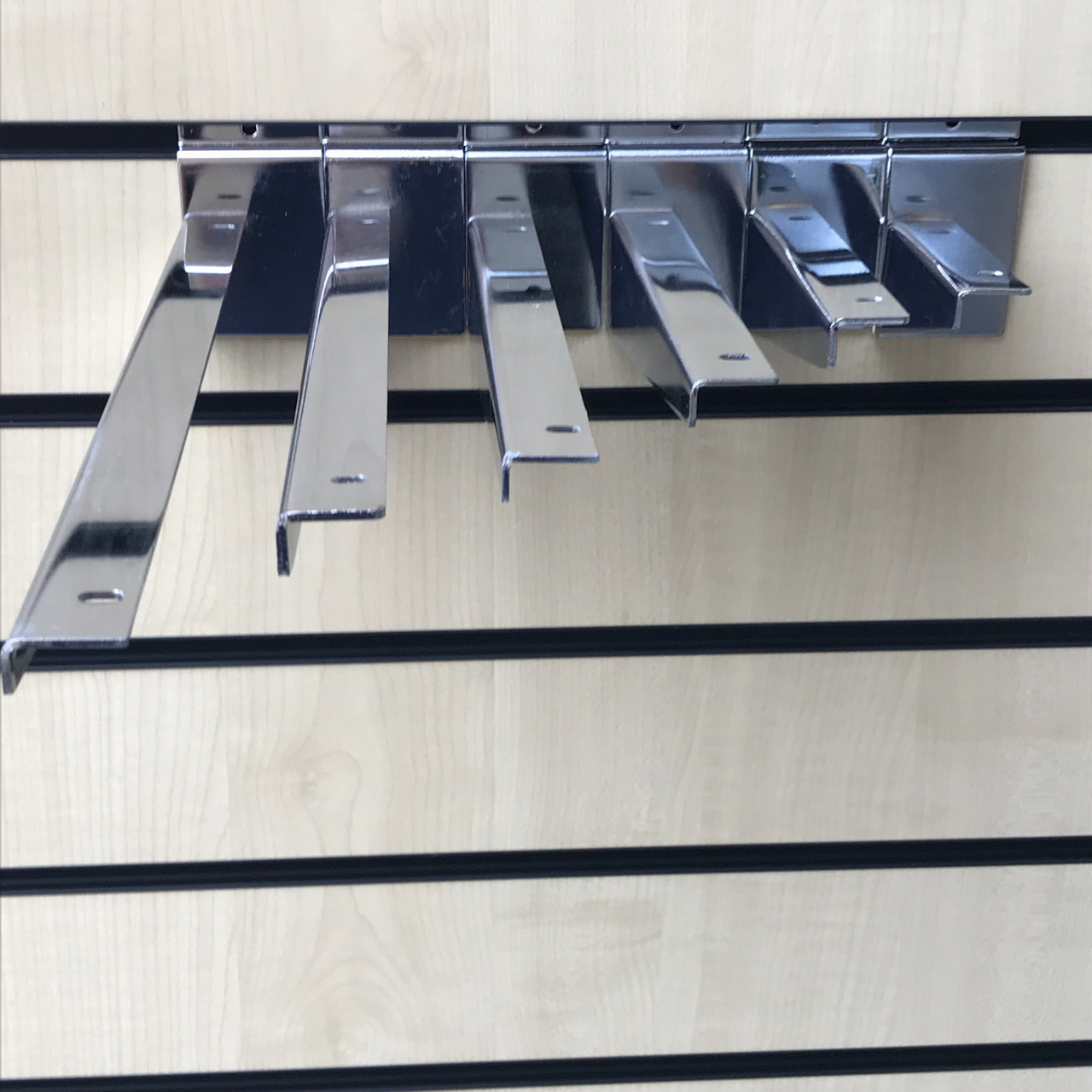 Wooden Shelf Brackets (Pair) For Slatwall Shop Fittings Heavy Duty In Chrome